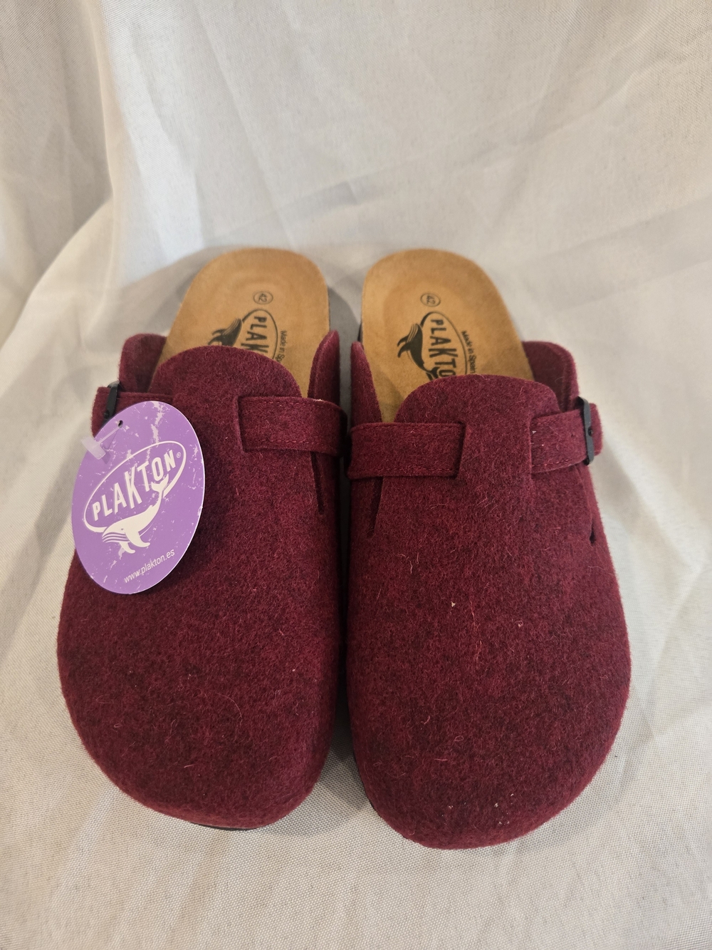 New Plakton Burgundy Wool Slip-On Clogs